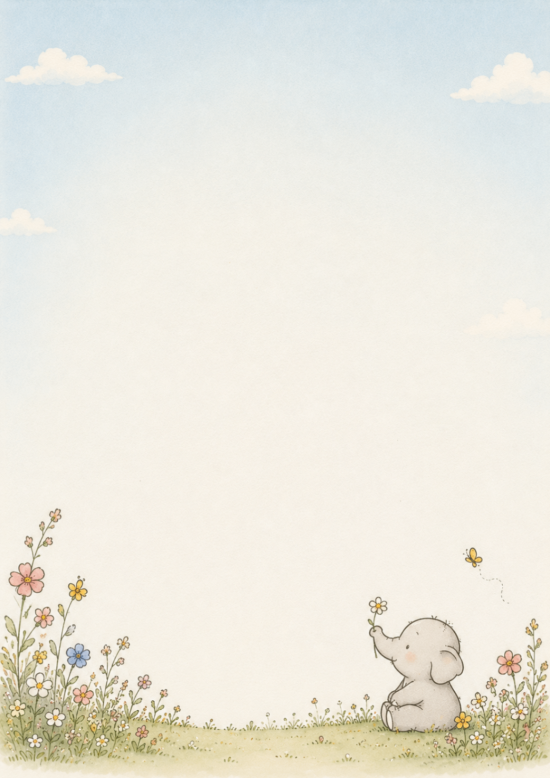 Papel de carta do Xepé com flores e borboleta