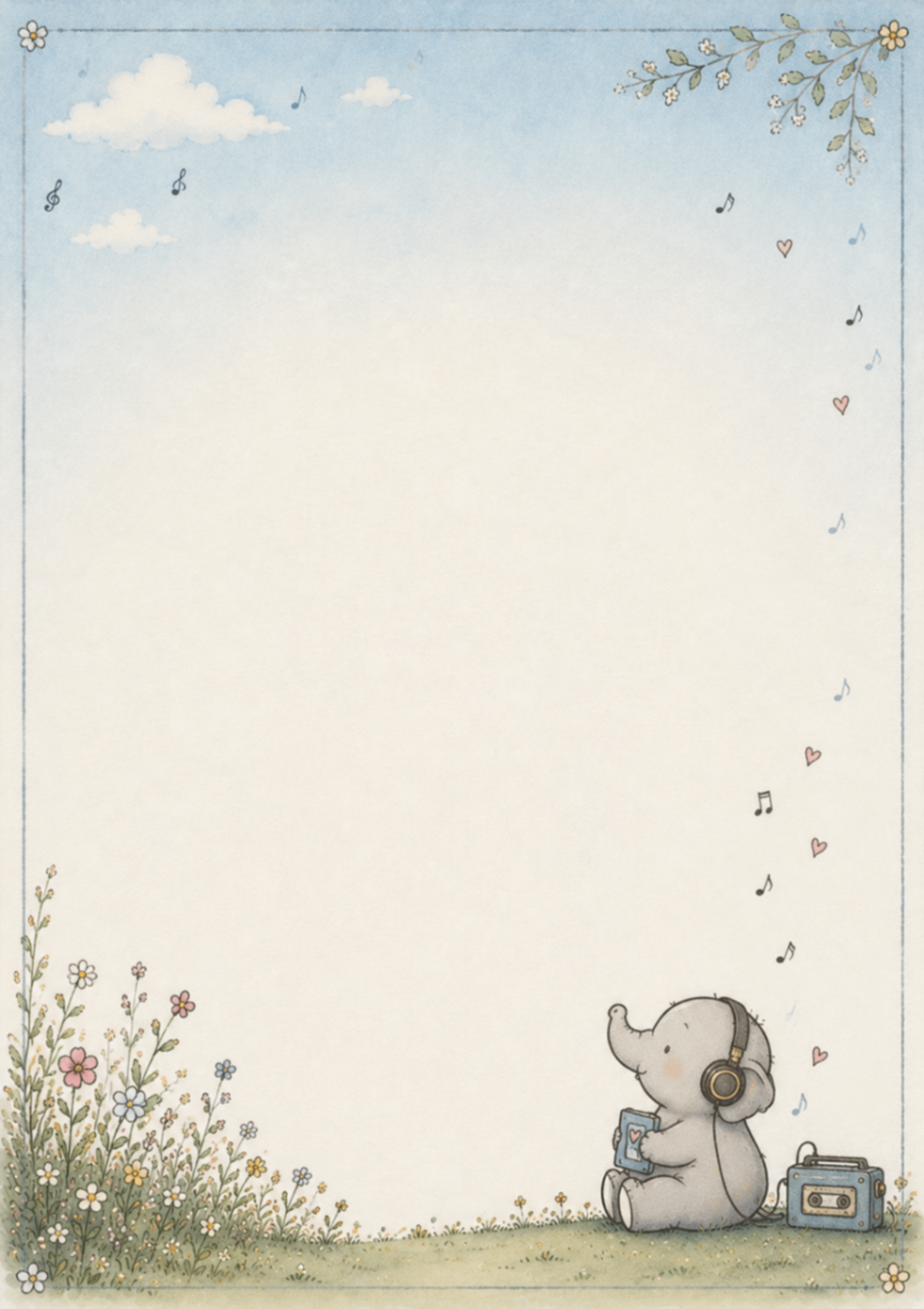 Papel de carta do Xepé ouvindo música com fones