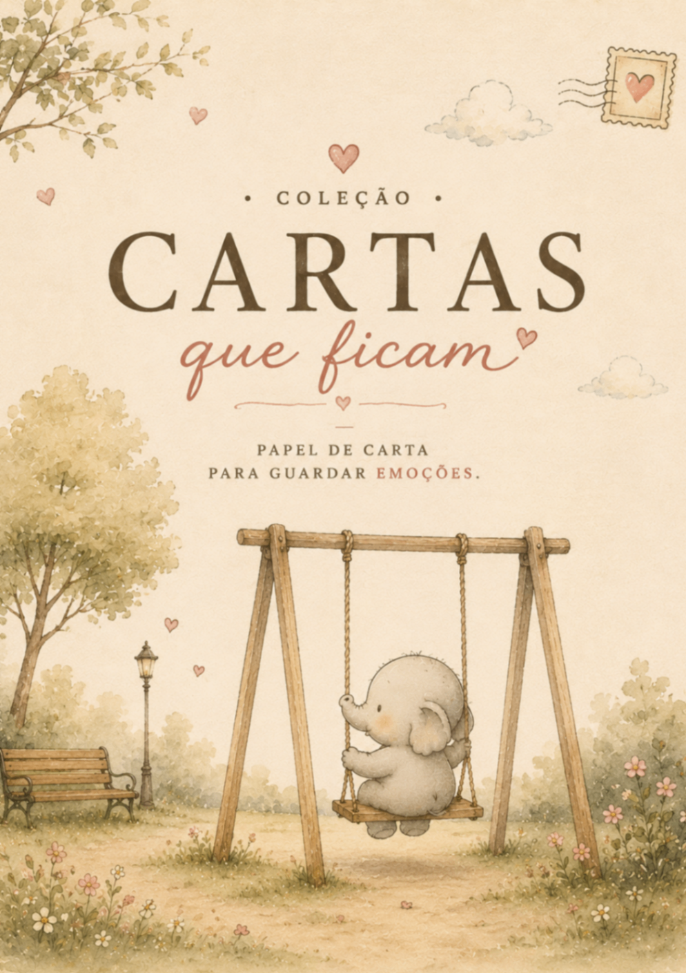 Arte alternativa da coleção Cartas que ficam com Xepé no balanço