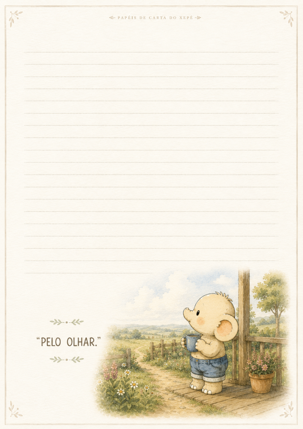 Papel de carta com a frase Pelo olhar