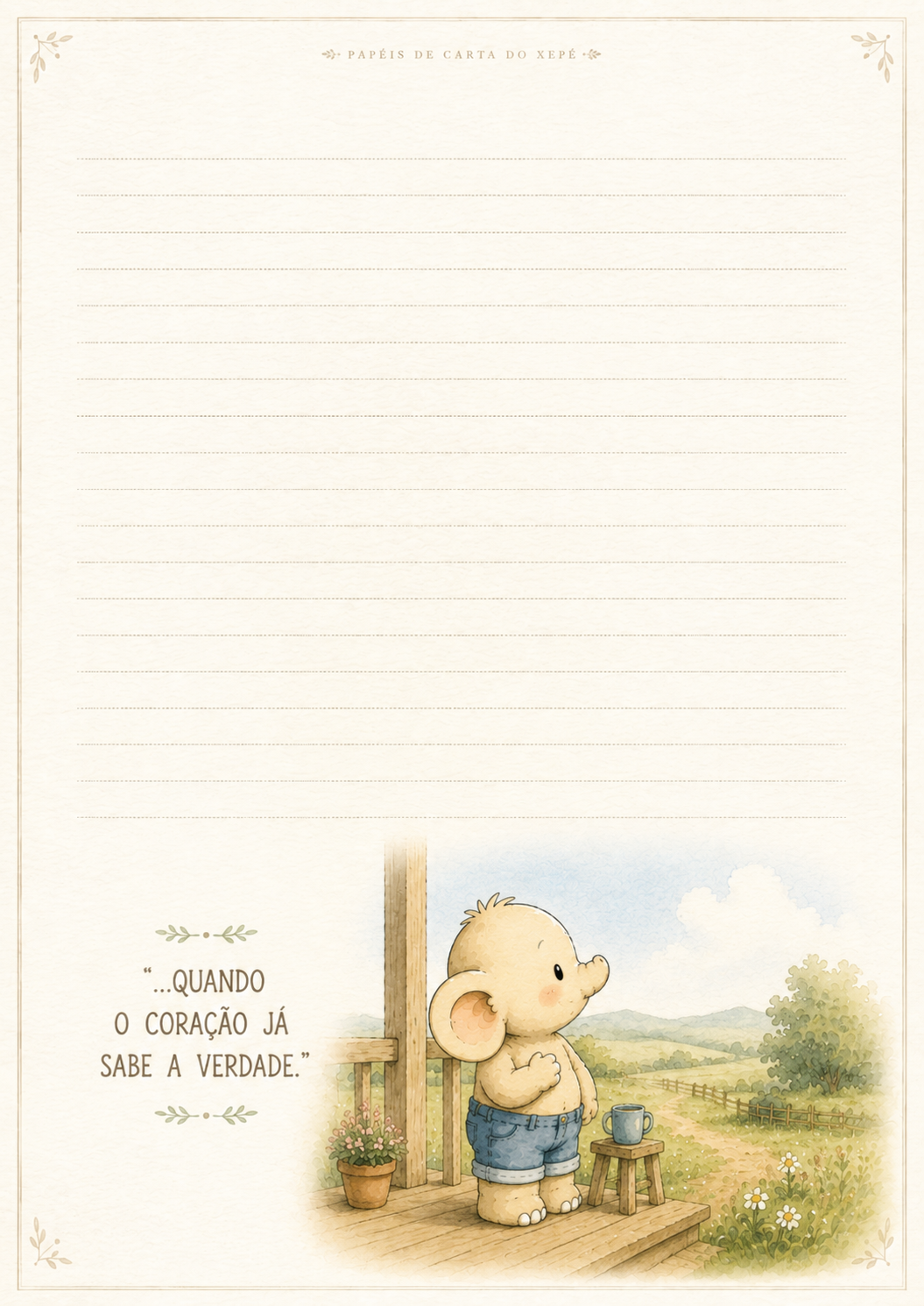 Papel de carta com a frase Quando o coração já sabe a verdade